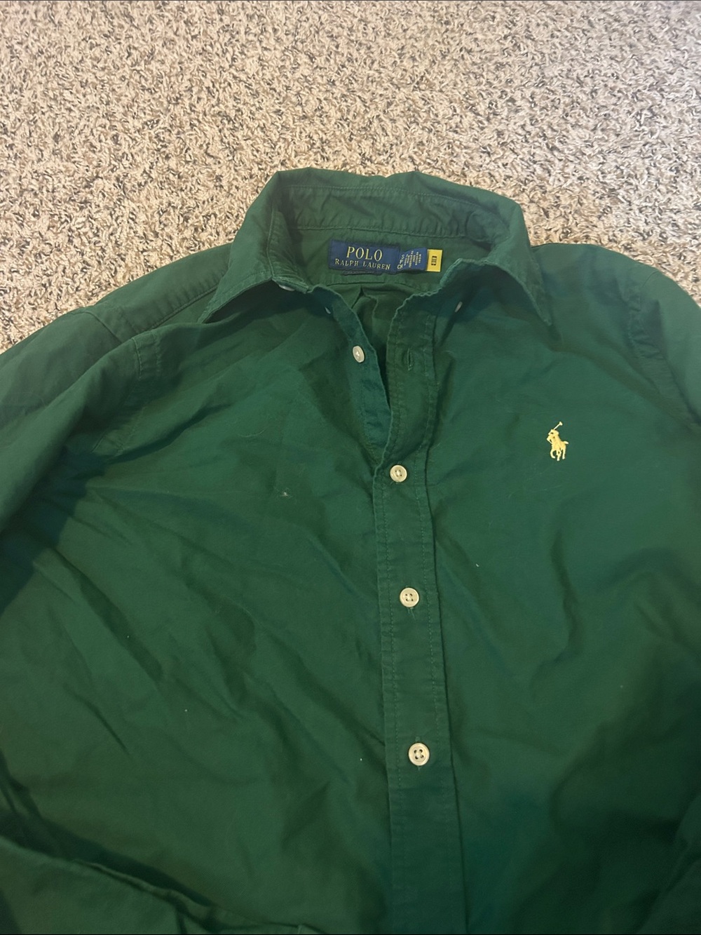 Polo by Ralph Lauren Dark Green Button-Down Shirt with Yellow Pony